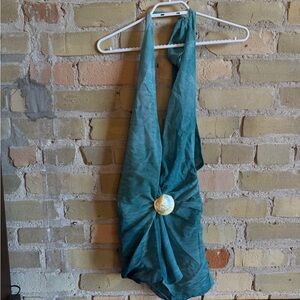 Peppermayo Turquoise Halter Dress with Brooch